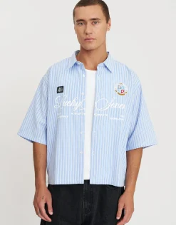 Ace Supply Cropped Short Sleeve Shirt in Lt Blue
