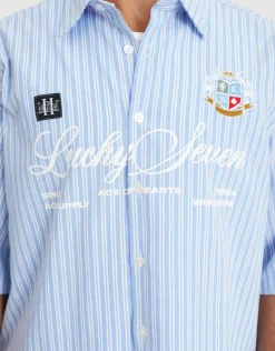 Ace Supply Cropped Short Sleeve Shirt in Lt Blue