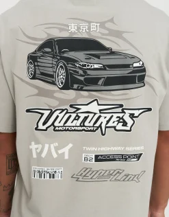 Anime Car Relaxed Fit T Shirt in Alloy Grey