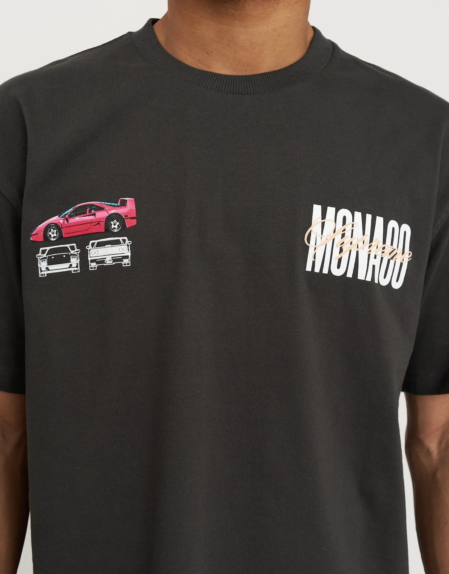 Anime Car Relaxed Fit T Shirt in Alloy Grey