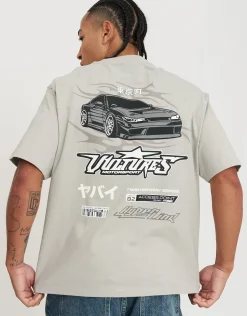 Anime Car Relaxed Fit T Shirt in Alloy Grey