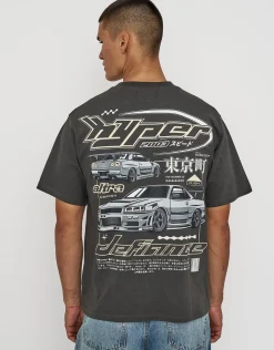 Anime Car Relaxed Fit T Shirt in Alloy Grey