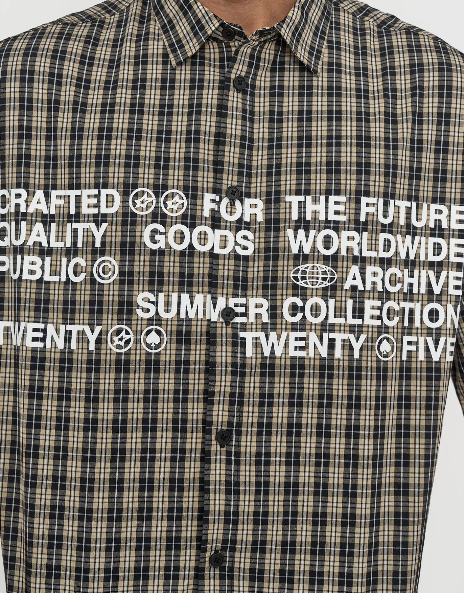 Archive Quality Check Cropped Short Sleeve Shirt in Black