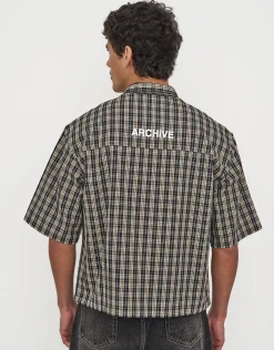 Archive Quality Check Cropped Short Sleeve Shirt in Black