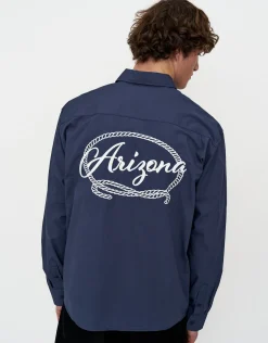 Arizona Embroidered Long Sleeve Shirt in Midnight
