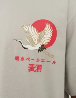 Asamizu Crane Relaxed Fit T Shirt in Moon