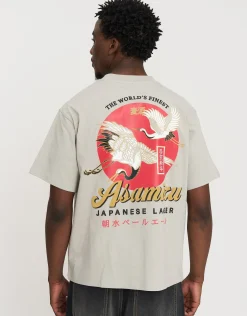 Asamizu Crane Relaxed Fit T Shirt in Moon