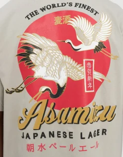 Asamizu Crane Relaxed Fit T Shirt in Moon