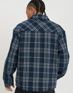 Atelier Long Sleeve Overshirt in Blue Check