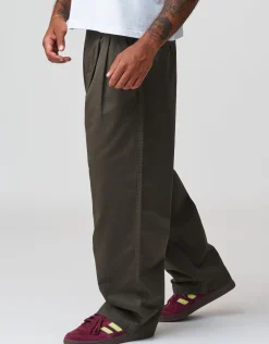 Baggy Double Pleated Pants in Khaki