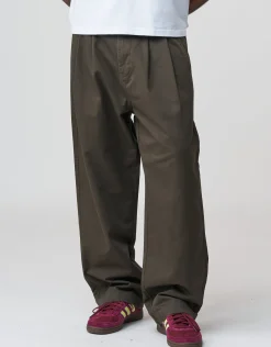 Baggy Double Pleated Pants in Khaki