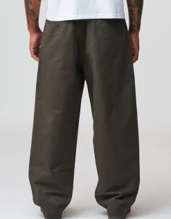 Baggy Double Pleated Pants in Khaki