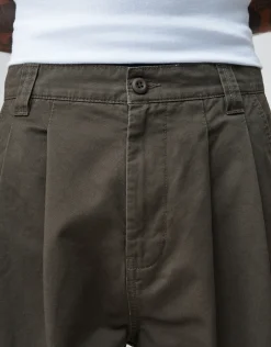 Baggy Double Pleated Pants in Tan