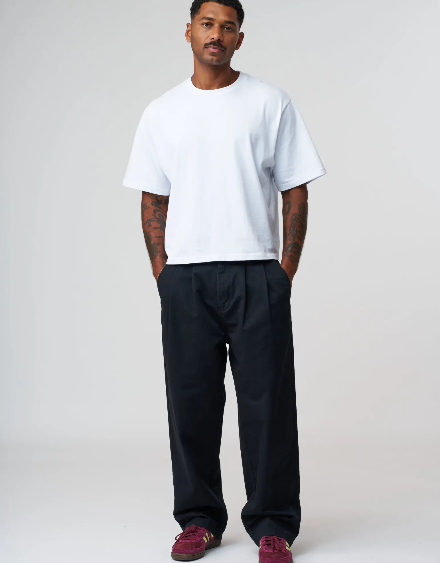 Baggy Double Pleated Pants in Tan