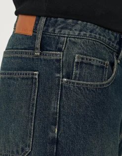 Baggy Fit Jeans in Black/white Stitch