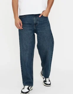 Baggy Fit Jeans in Black/white Stitch