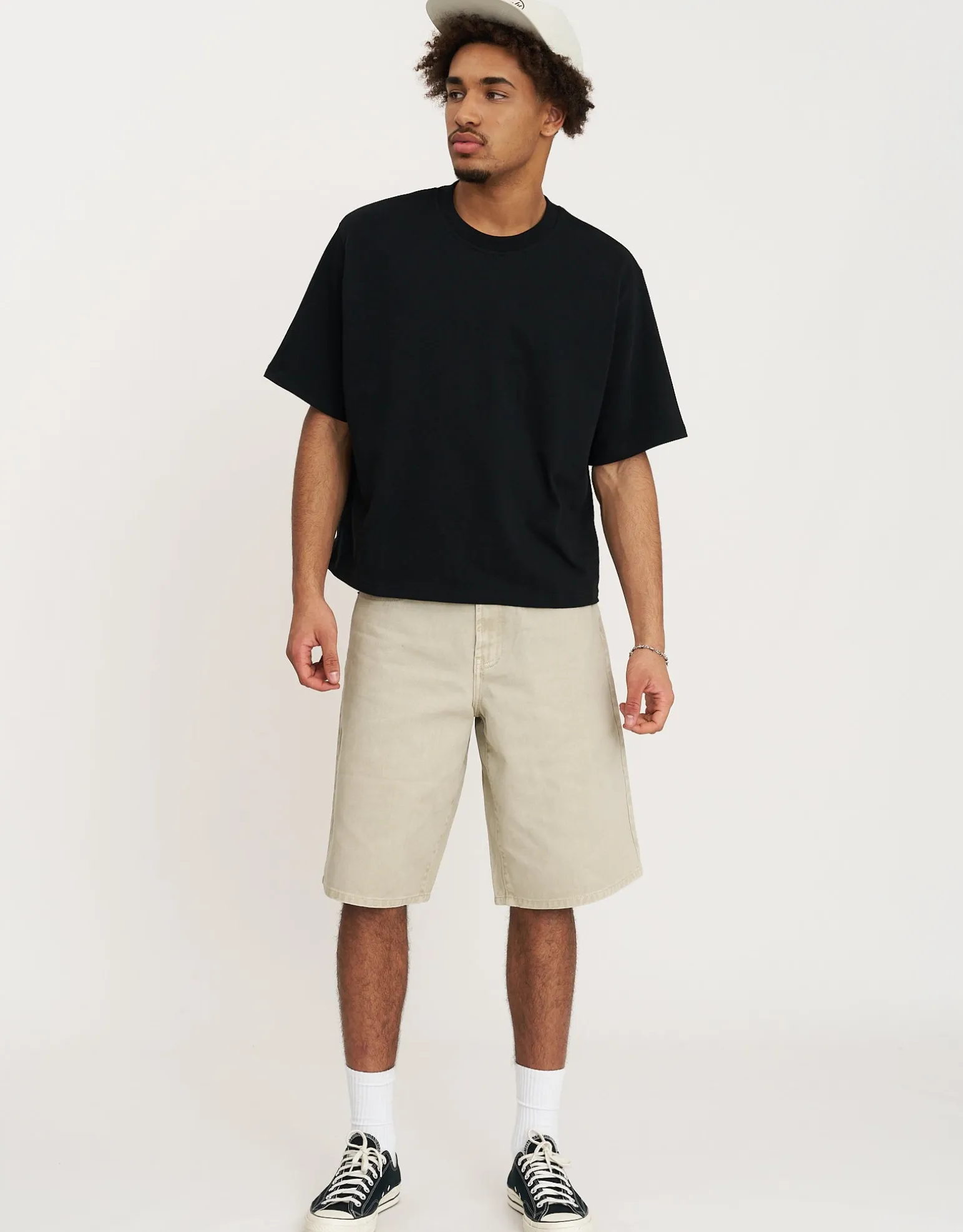 Baggy Fit Jorts in Acid Black