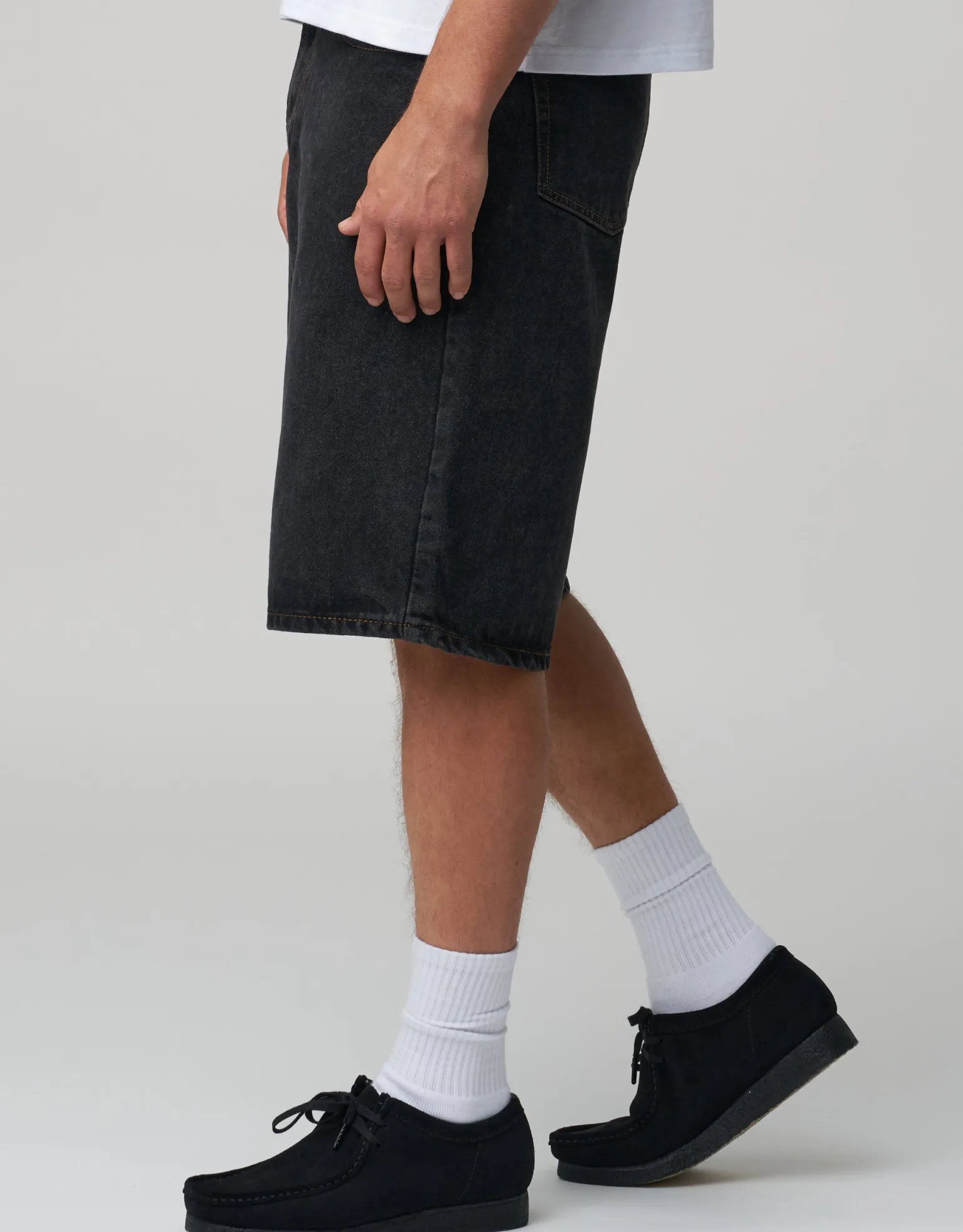 Baggy Fit Jorts in Acid Black