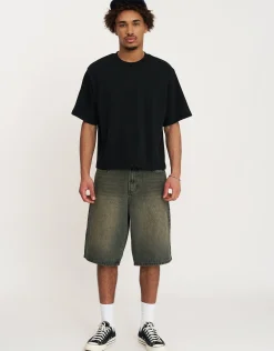 Baggy Fit Jorts in Acid Black