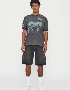 Baggy Fit Jorts in Acid Black