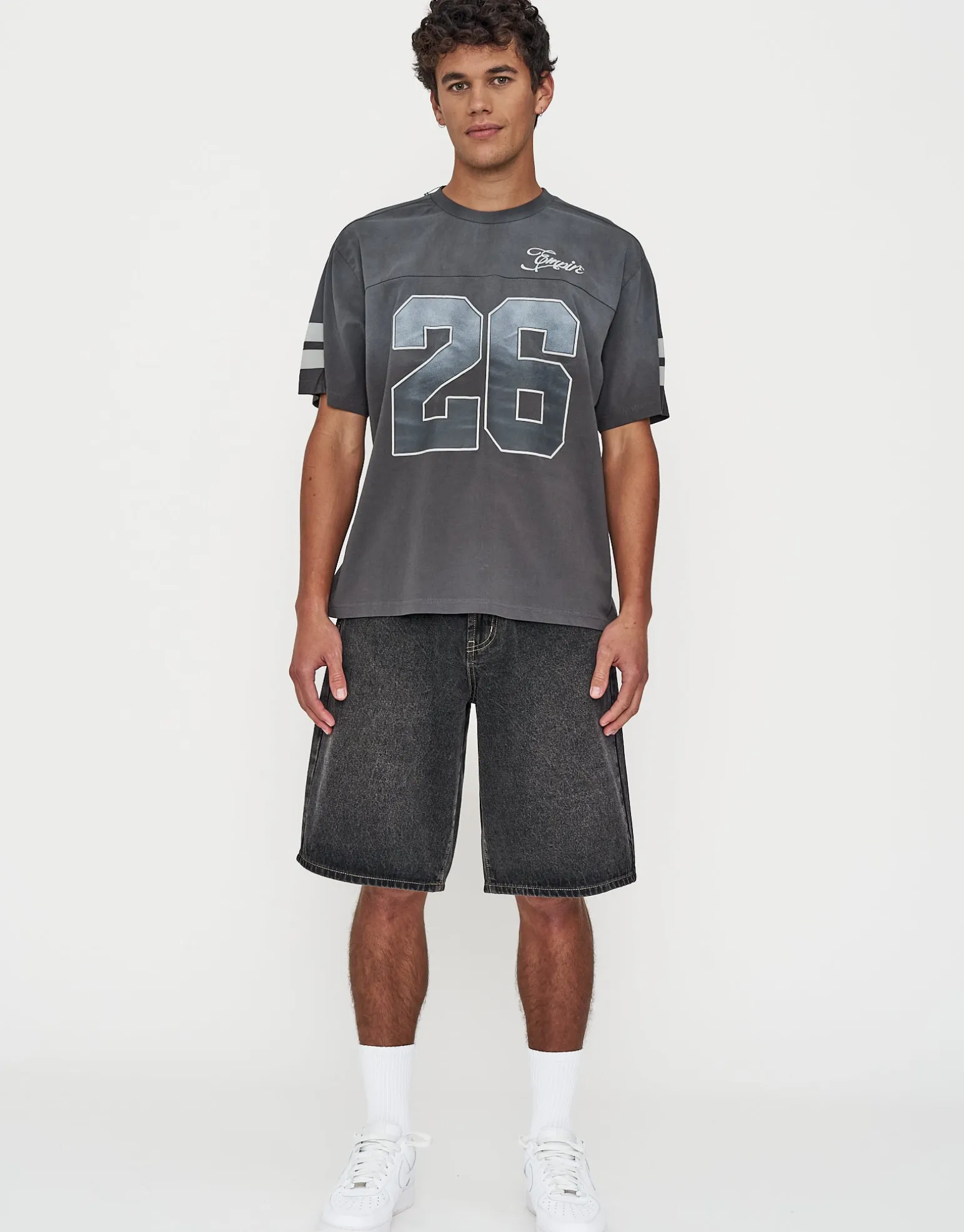 Baggy Fit Jorts in Acid Black