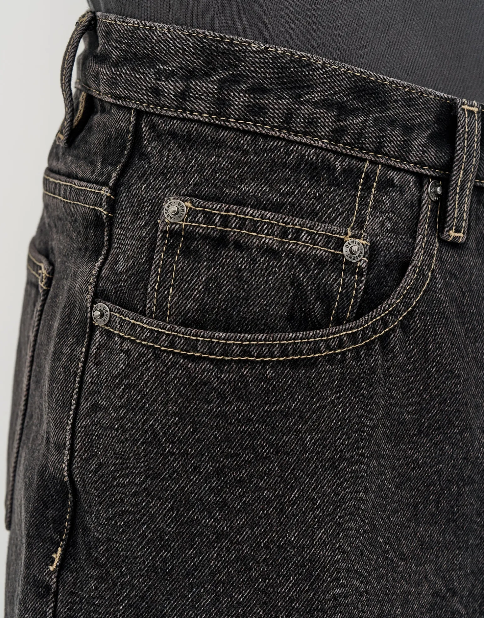 Baggy Fit Jorts in Acid Black