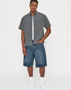 Baggy Fit Jorts in Acid Black