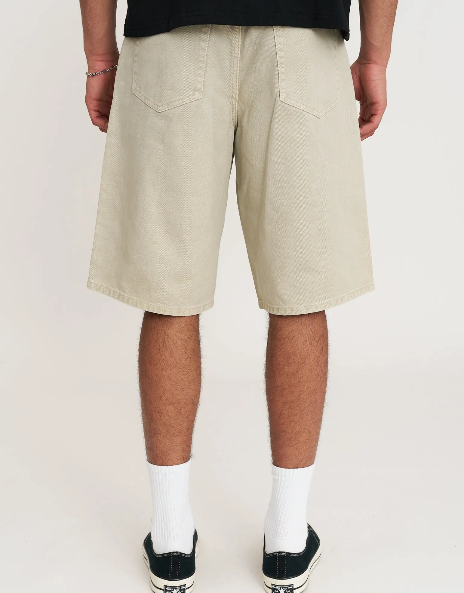 Baggy Fit Jorts in Acid Black