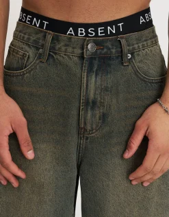 Baggy Fit Jorts in Acid Black