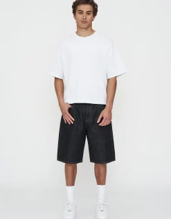 Baggy Fit Jorts in Acid Black