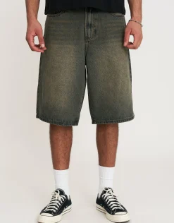 Baggy Fit Jorts in Acid Black