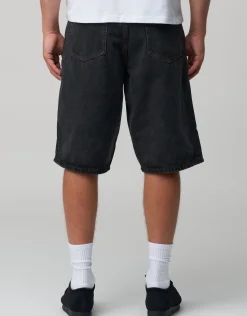 Baggy Fit Jorts in Acid Black