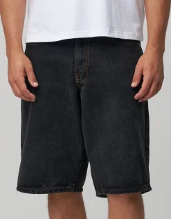 Baggy Fit Jorts in Acid Black