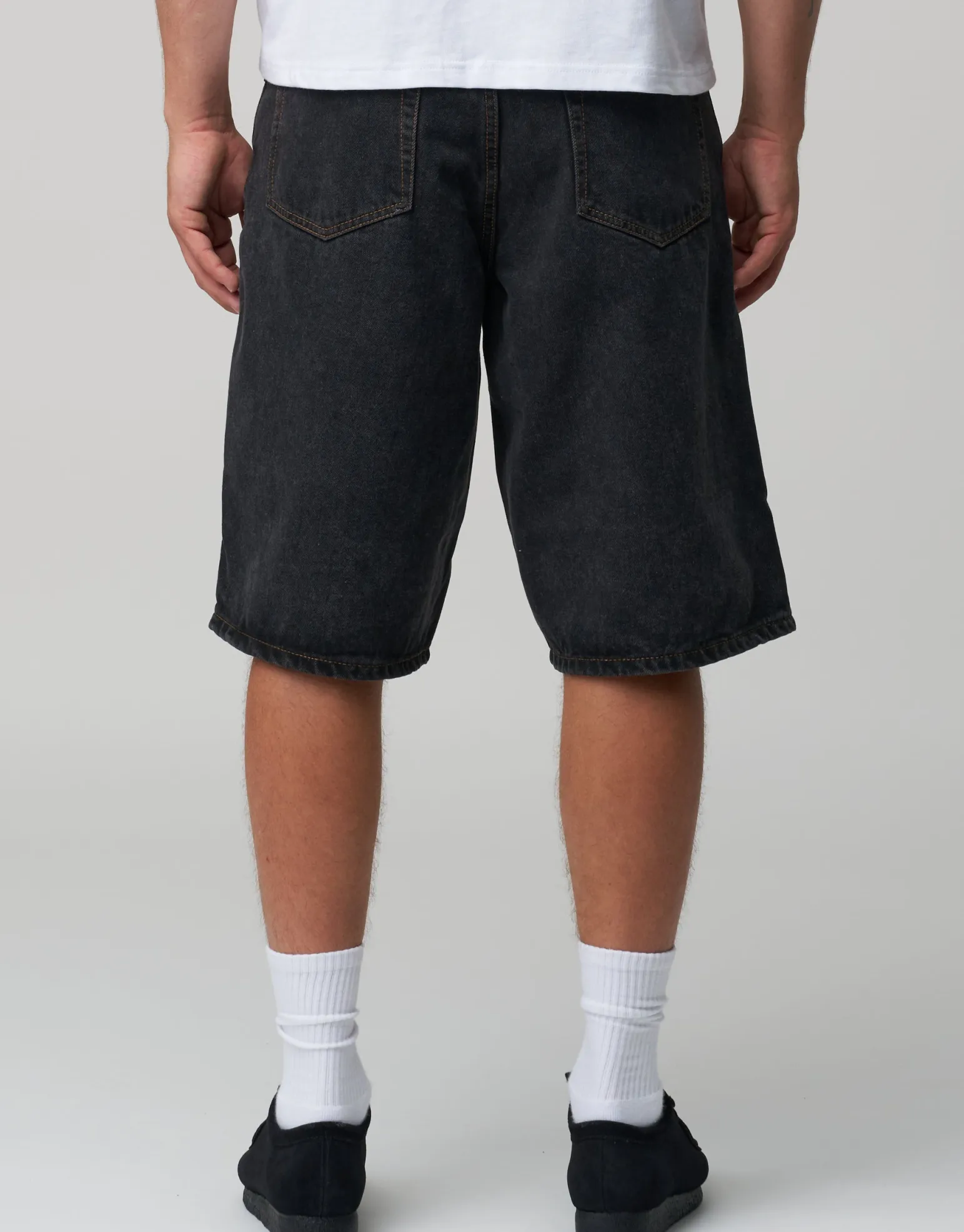 Baggy Fit Jorts in Stone Black