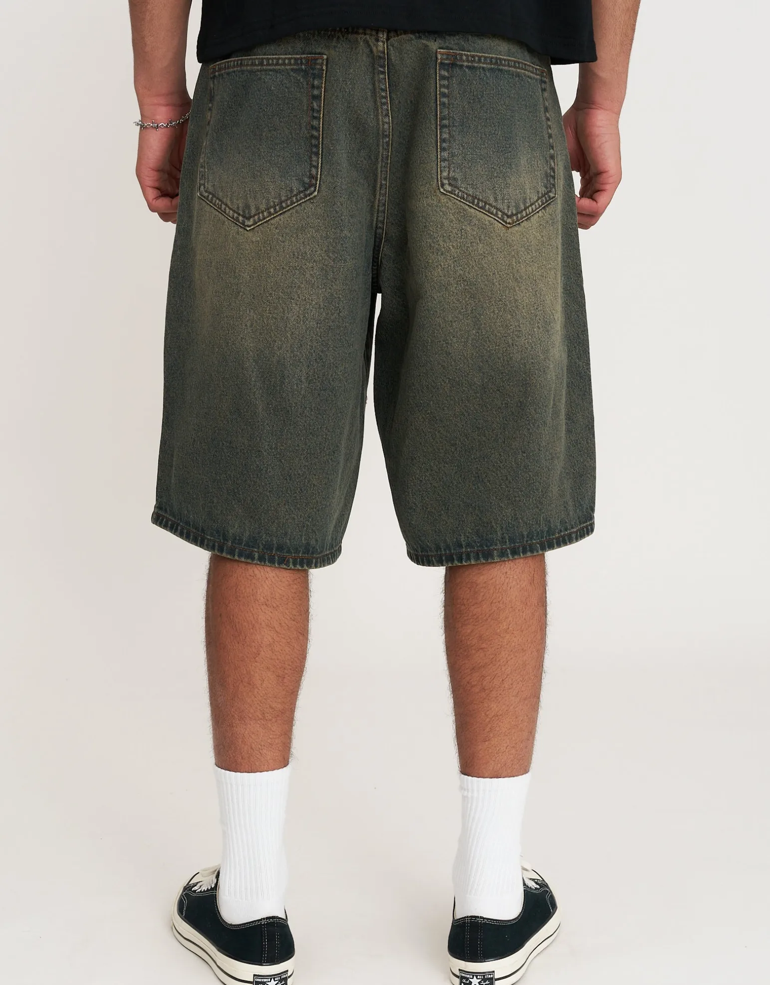 Baggy Fit Jorts in Stone Black