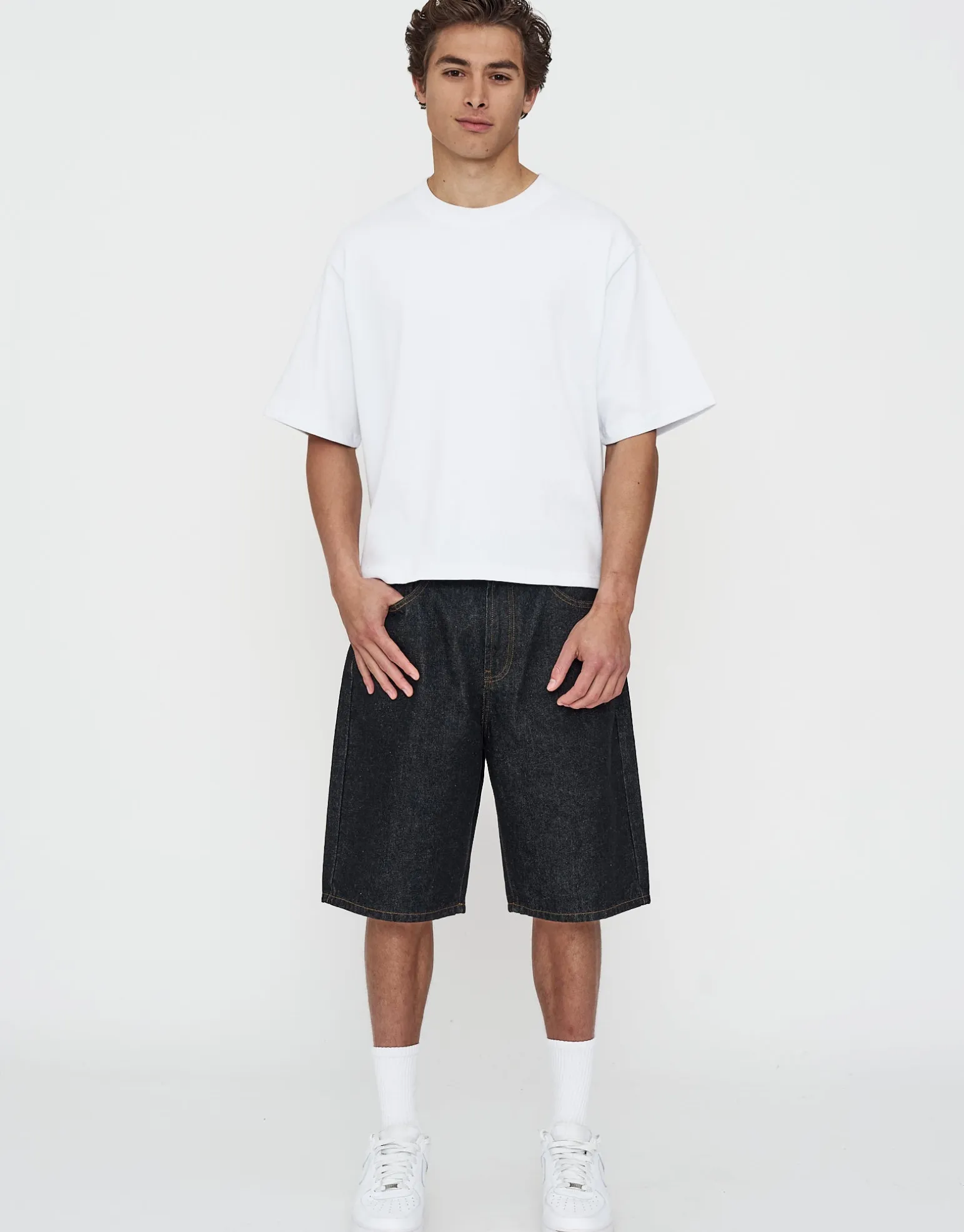 Baggy Fit Jorts in Stone Black