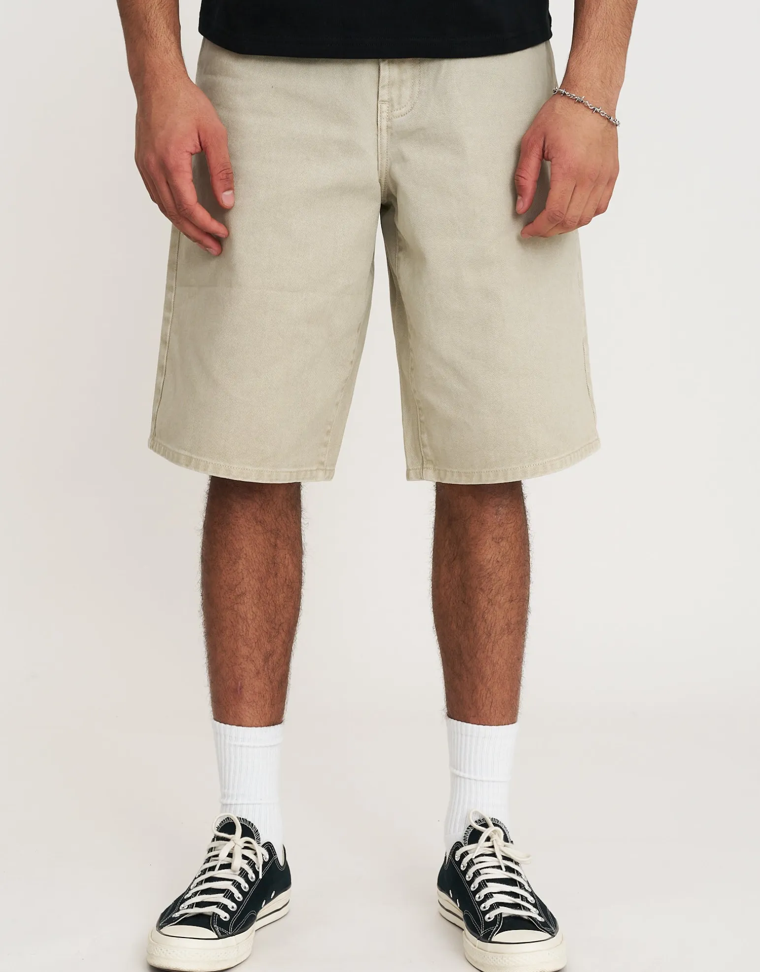 Baggy Fit Jorts in Stone Black