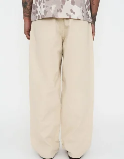 Baggy Fit Pleated Pants in Tan