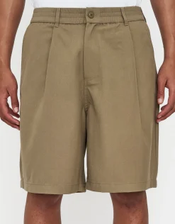 Baggy Fit Pleated Shorts in Khaki