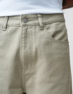 Baggy Fit Twill Pants in Beige