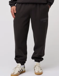 Baggy Leisure Club Cuffed Track Pants in Washed Black