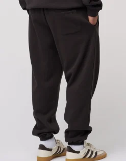 Baggy Leisure Club Cuffed Track Pants in Washed Black