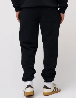 Baggy Leisure Club Cuffed Track Pants in Washed Black