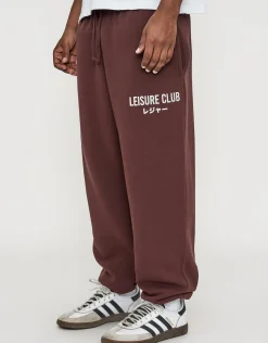 Baggy Leisure Club Cuffed Track Pants in Black