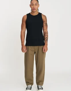 Baggy Pleated Pants in Khaki