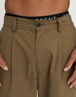 Baggy Pleated Pants in Khaki