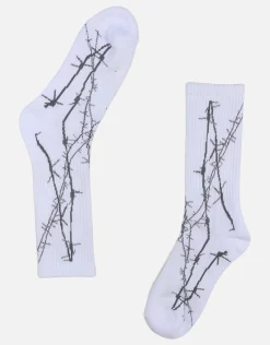 Barbed Wire Crew Socks in Black