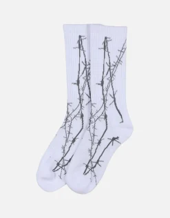 Barbed Wire Crew Socks in White