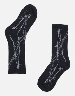 Barbed Wire Crew Socks in White