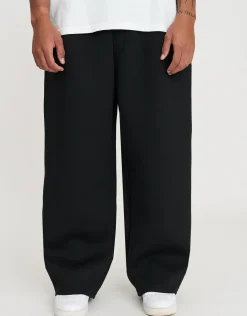 Barrel Fit Scuba Deboss Track Pants in Black